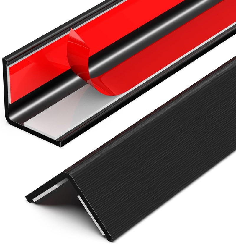 Frychee ‎ Wall Corner Protector, Walls Edge Protector，Self-Adhesive Wall Corner Guards,PVC Double Side Edge Protector， Furniture Stairs Guard (Black Wood Grain 2PCS 90cm/35.4in) - Image 1